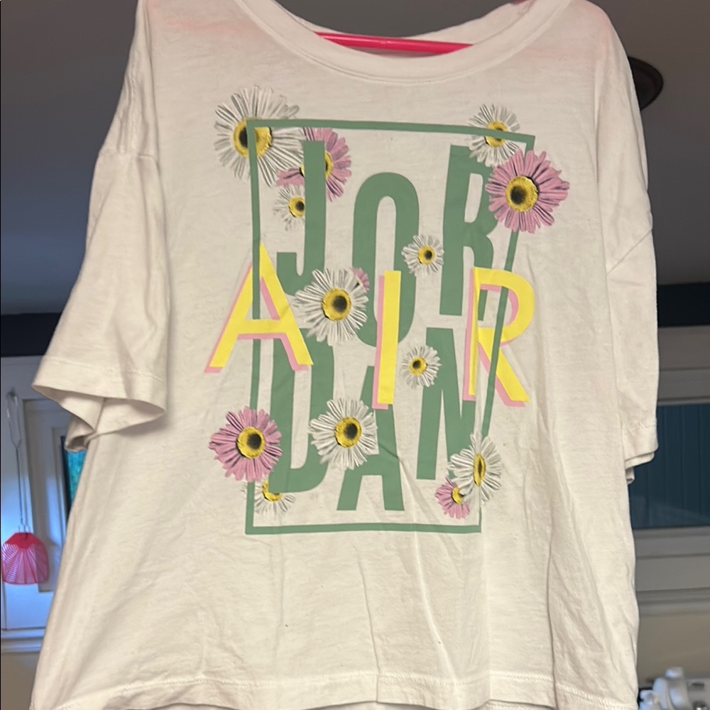 White Graphic T-Shirt with Floral Design